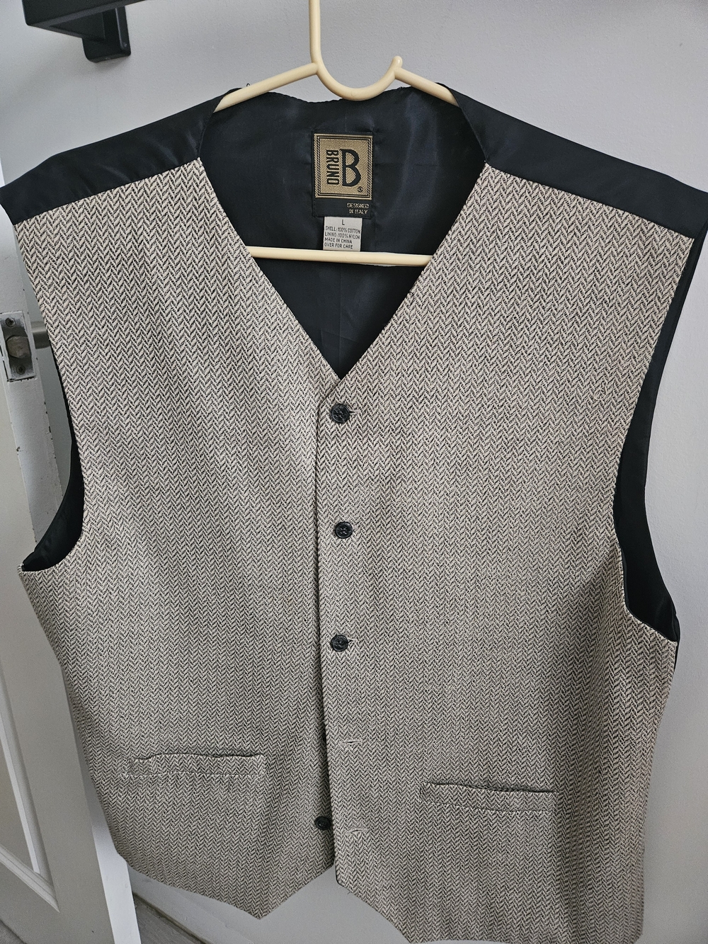 BRUNO Tan Herringbone Men's Dress Vest